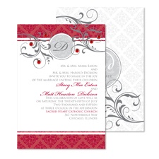 Fine Flourishes Wedding Invitation - Merlot