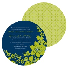Floral Silhouette Wedding Invitation - Midnight - Round