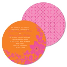Floral Silhouette Wedding Invitation - Poppy - Round