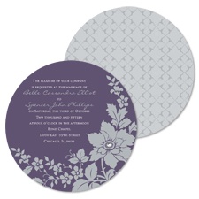 Floral Silhouette Wedding Invitation - Raisin - Round