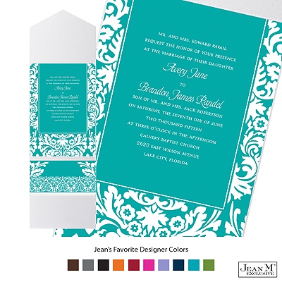 Dramatic Damask Pocket Invitation