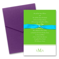 Colorful Monogram Wedding Invitation with Pocket