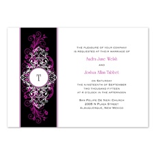 Layered Filigree Monogram Wedding Invitation - Amethyst