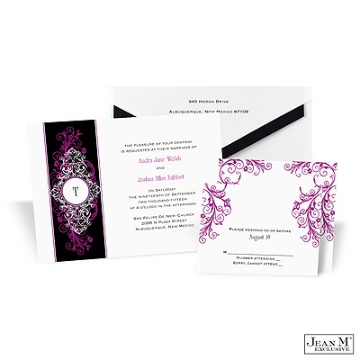 Layered Filigree Monogram Invitation - Amethyst