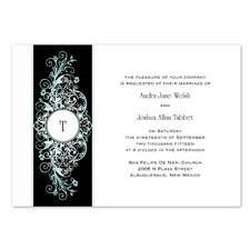 Layered Filigree Monogram Wedding Invitation - Aqua