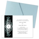 Layered Filigree Monogram Pocket Invitation - Aqua