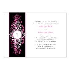 Layered Filigree Monogram Wedding Invitation - Fuchsia