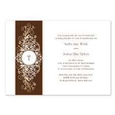 Layered Filigree Monogram Wedding Invitation - Champagne