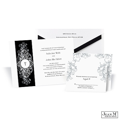 Layered Filigree Monogram Invitation - Stainless