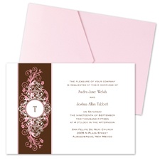 Layered Filigree Monogram Wedding Invitation with Pocket - Salmon
