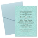 Two-Tone Damask Background Pocket Invitation - Aqua