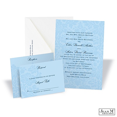 Two-Tone Damask Background Invitation - Cornflower