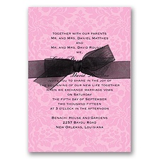 Damask Background Wedding Invitation - Fuchsia