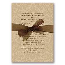 Damask Background Wedding Invitation - Champagne