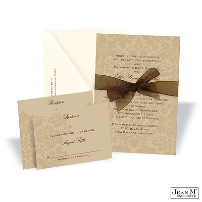 Two-Tone Damask Background Invitation - Champagne