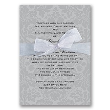 Damask Background Wedding Invitation - Pewter