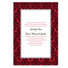 Damask Border Wedding Invitation - Black