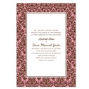 Two-Color Damask Border Invitation - Espresso and Salmon