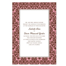 Damask Border Wedding Invitation - Espresso