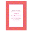 Two-Color Damask Border Invitation - Fuchsia and Poppy