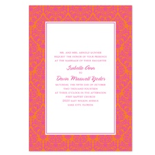Damask Border Wedding Invitation - Fuchsia