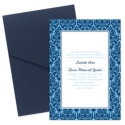 Two-Color Damask Border Pocket Invitation - Midnight and Cornflower