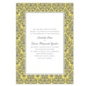 Two-Color Damask Border Invitation - Pewter and Canary