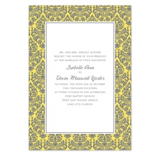 Damask Border Wedding Invitation - Pewter