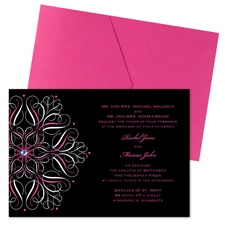 Mod Medallion Wedding Invitation with Pocket - Fuchsia