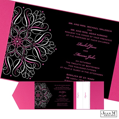 Mod Medallion Pocket Invitation - Fuchsia
