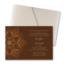 Mod Medallion Wedding Invitation with Pocket - Champagne
