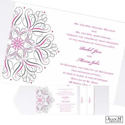 Mod Medallion Pocket Invitation - White