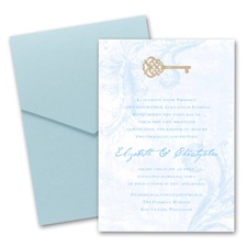Key to My Heart Wedding Invitation with Pocket - Aqua