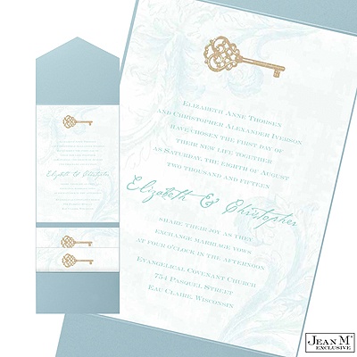 Key to My Heart Pocket Invitation - Aqua
