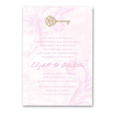 Key to My Heart Wedding Invitation - Bubble Gum