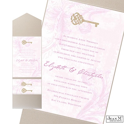 Key to My Heart Pocket Invitation - Bubble Gum