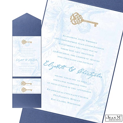 Key to My Heart Pocket Invitation - Cornflower