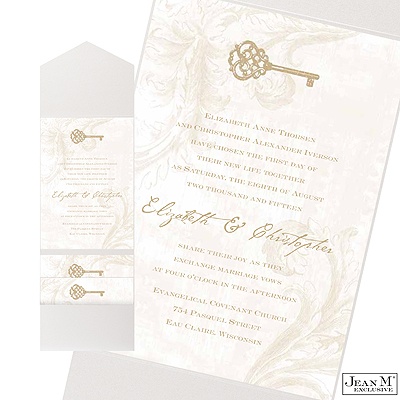 Key to My Heart Pocket Invitation - Champagne