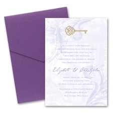 Key to My Heart Wedding Invitation with Pocket - Orchid
