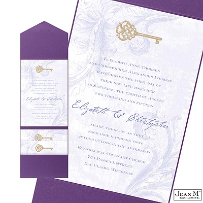 Key to My Heart Pocket Invitation - Orchid