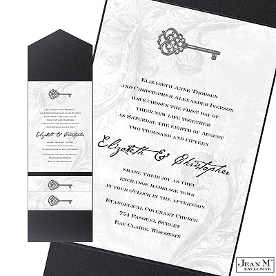 Key to My Heart Pocket Invitation - Pewter
