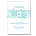 Blossoming Monogram Invitation - Aqua