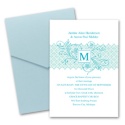 Blossoming Monogram Pocket Invitation - Aqua