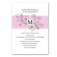 Blossoming Monogram Wedding Invitation - Bubble Gum