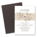 Blossoming Monogram Pocket Invitation - Champagne