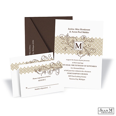 Blossoming Monogram Invitation - Champagne