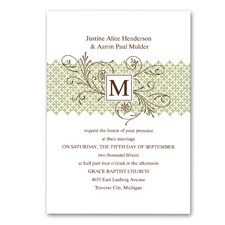 Blossoming Monogram Wedding Invitation - Olive