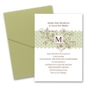 Blossoming Monogram Pocket Invitation - Olive
