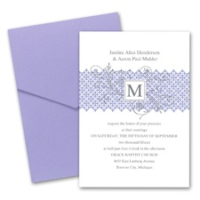 Blossoming Monogram Wedding Invitation with Pocket - Orchid