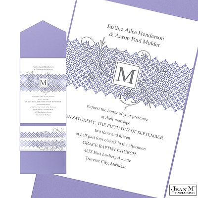 Blossoming Monogram Pocket Invitation - Orchid